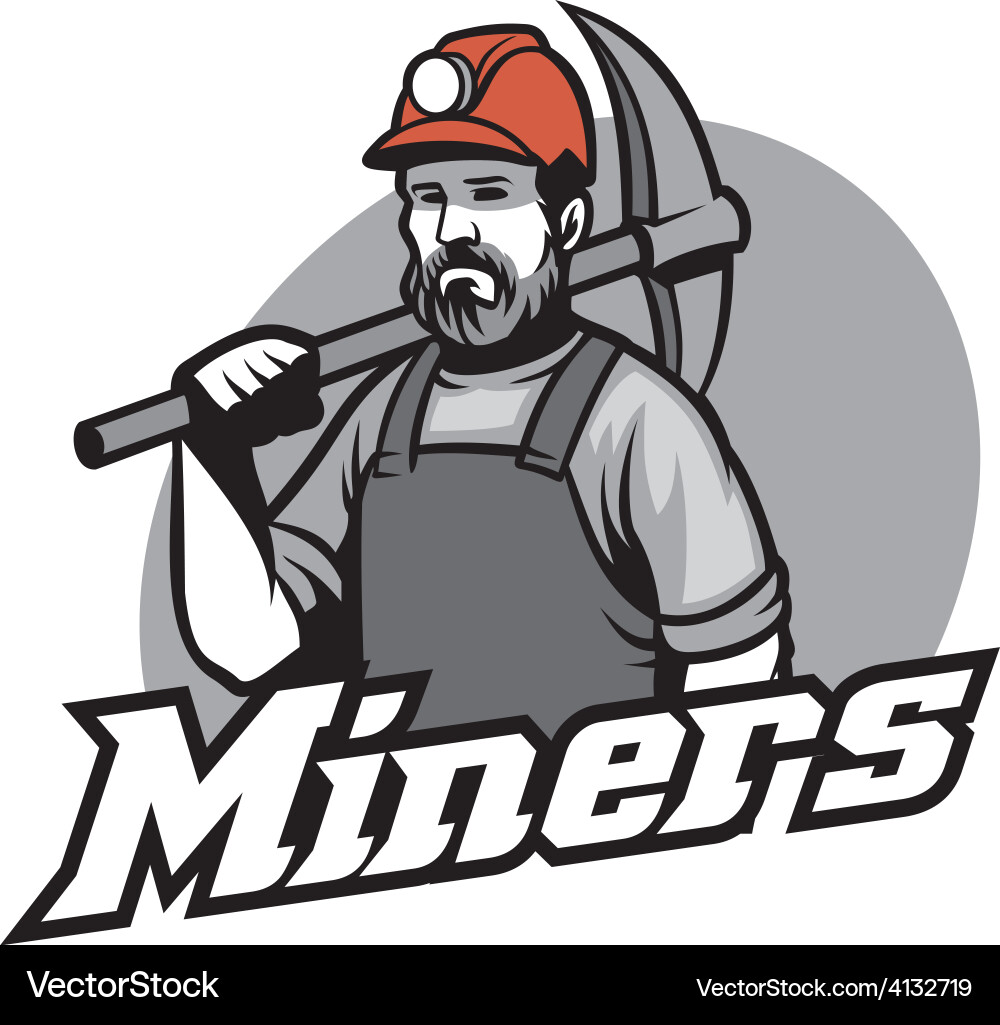 Determined Miner with Pickaxe vector image