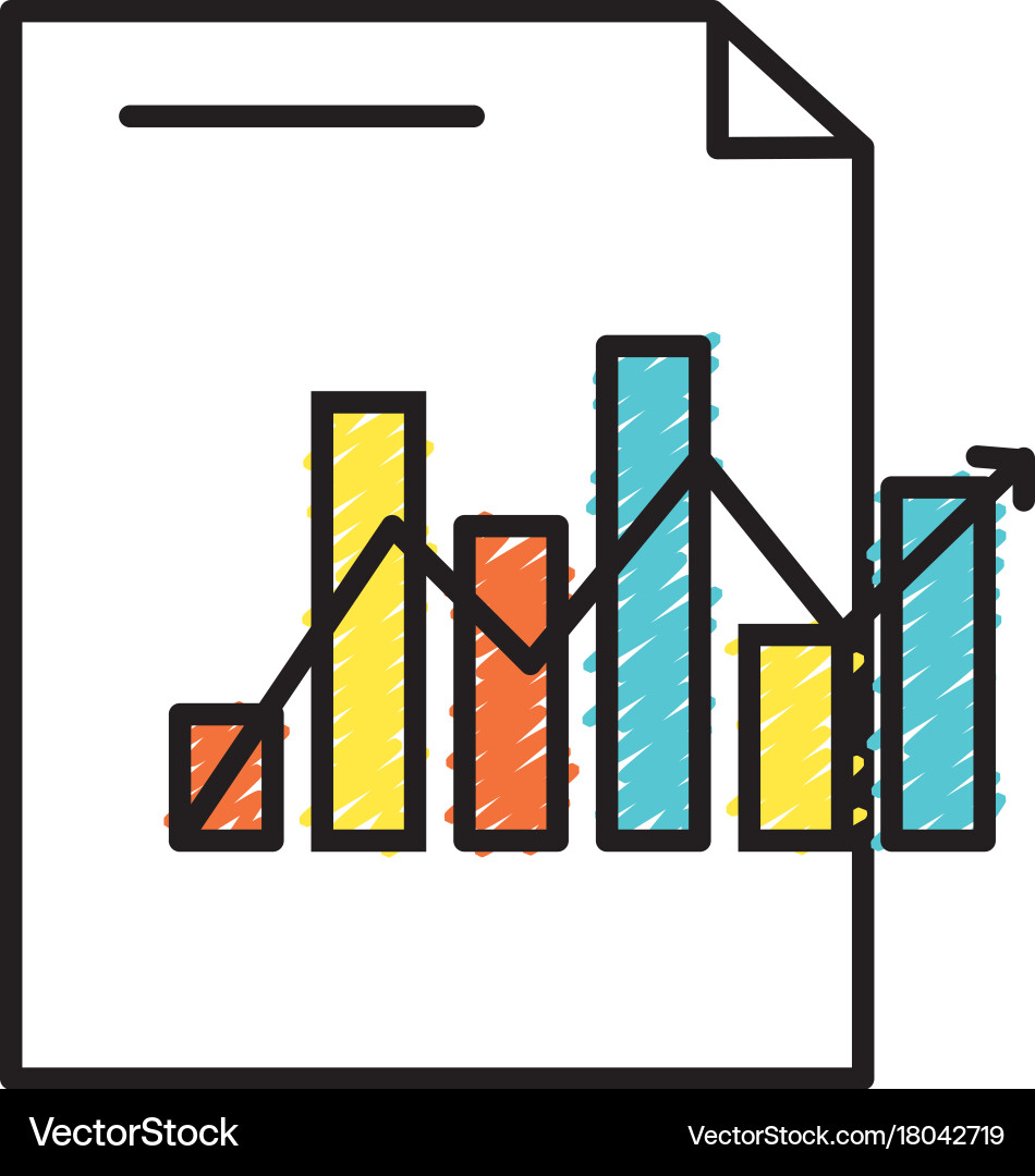 Document with statistics bar diagram and arrow vector image