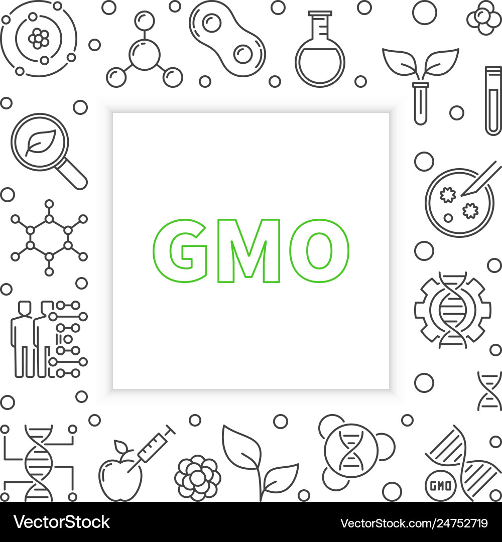 Gmo square frame in thin line style Vector Image