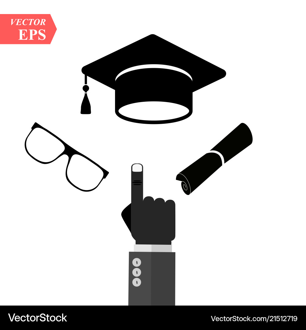 Graduation cap and diploma black web icon Vector Image