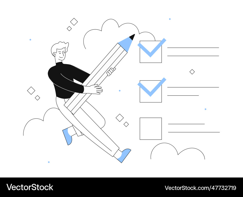 Man with checklist line concept Man with checklist line concept vector image