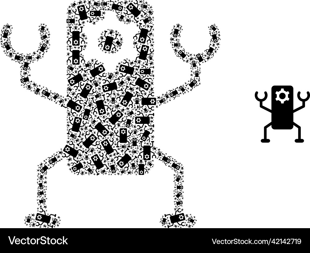 Nanobot recursion mosaic of icons Nanobot recursion mosaic of icons vector image