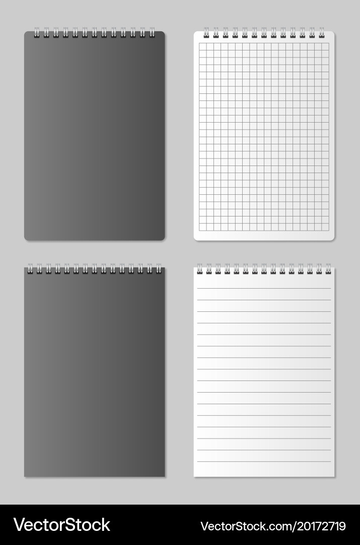 Realistic blank open and closed notebook organizer vector image