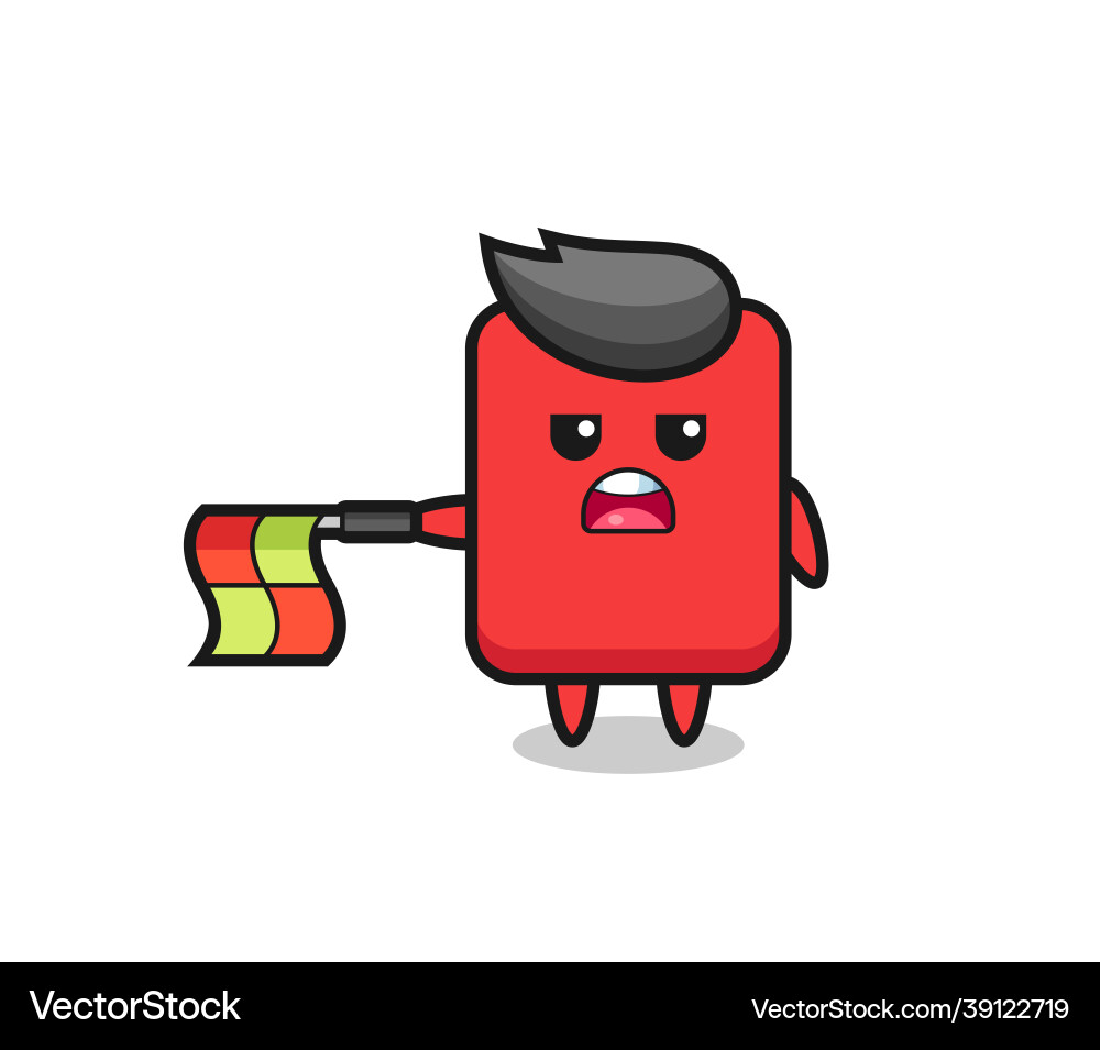 Red card character as line judge hold the flag vector image