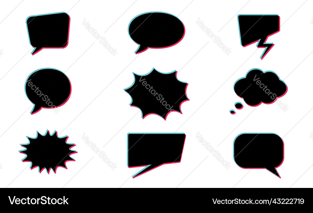 Set of black empty speech bubbles collection Set of black empty speech bubbles collection vector image