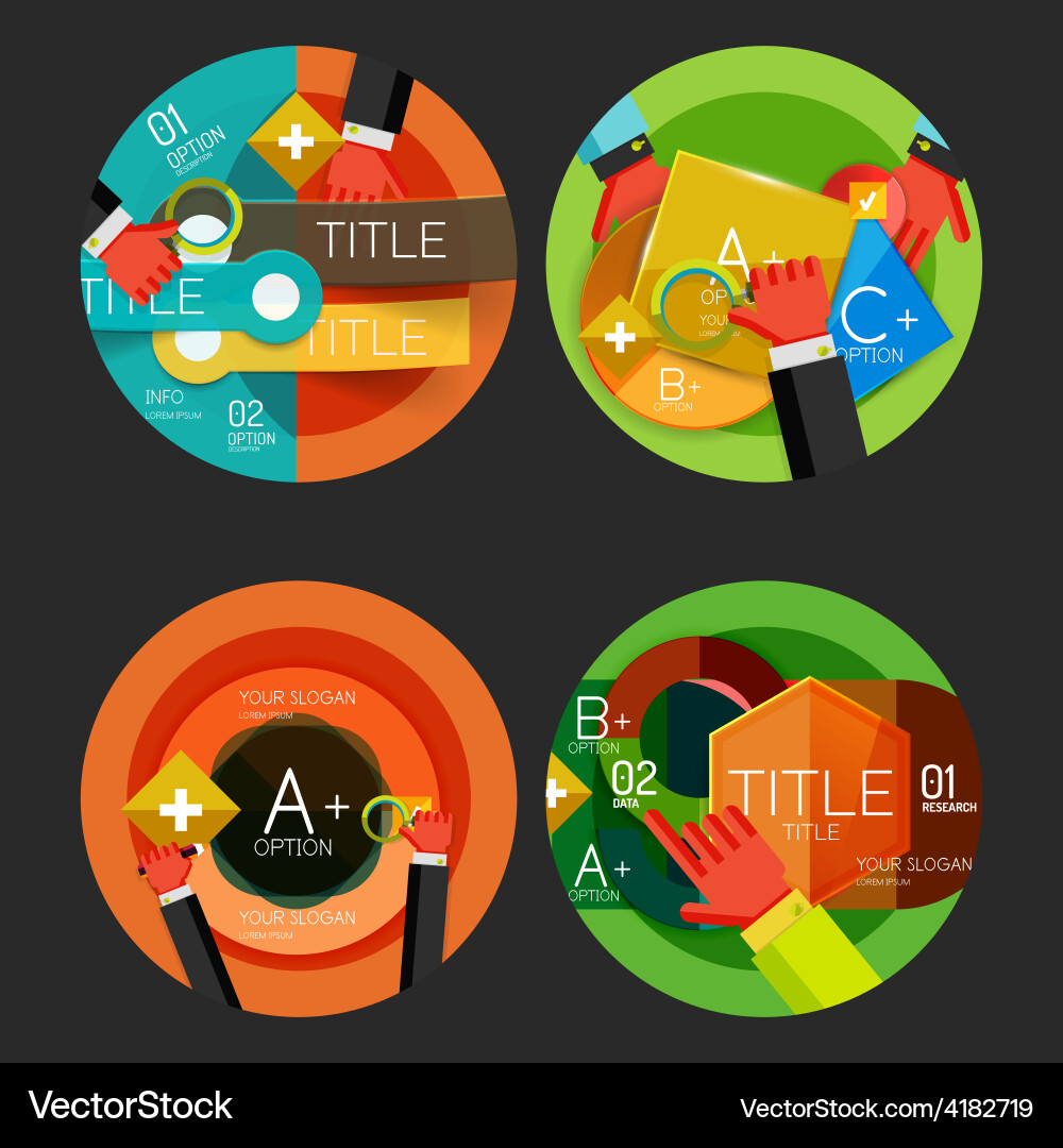 Set of option presentation labels flat design web Vector Image