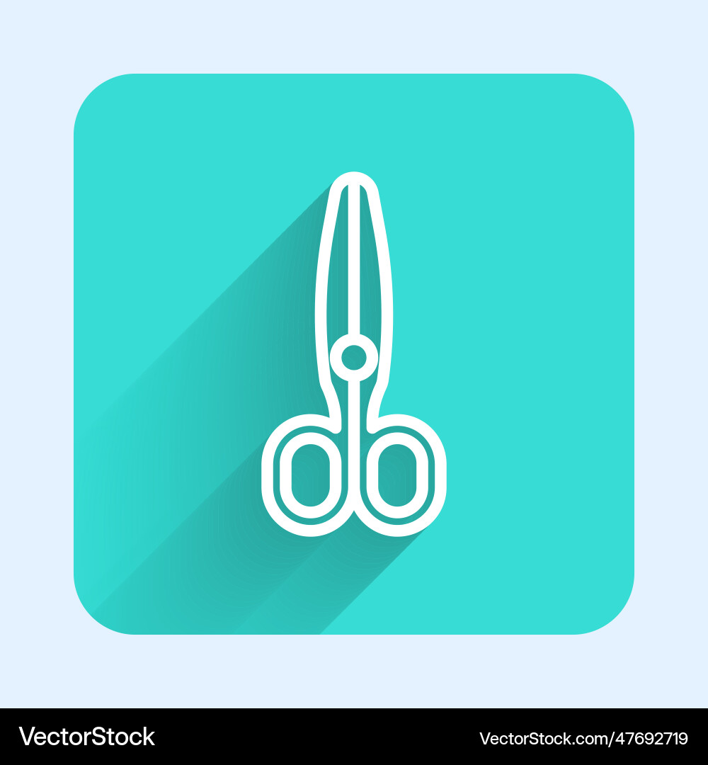 White line scissors icon isolated with long shadow Vector Image