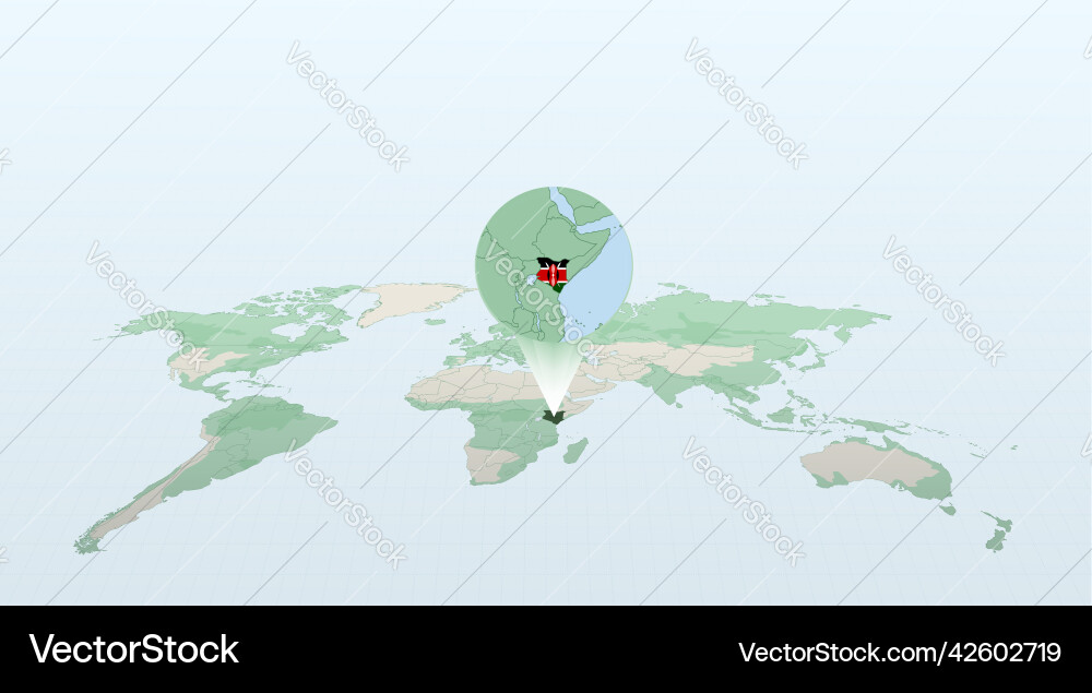 World map in perspective showing the location vector image