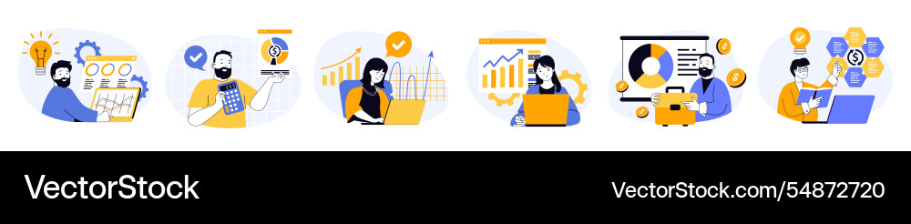 Business analytics concept set in flat web design Business analytics concept set in flat web design vector image