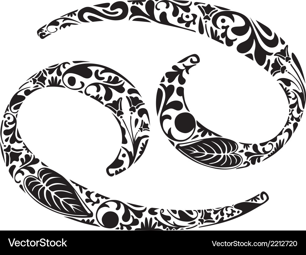 Cancer Zodiac Floral Vector Image