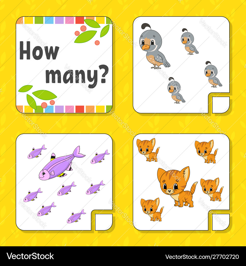 Cute Counting Game for Kids - Fish Theme vector image