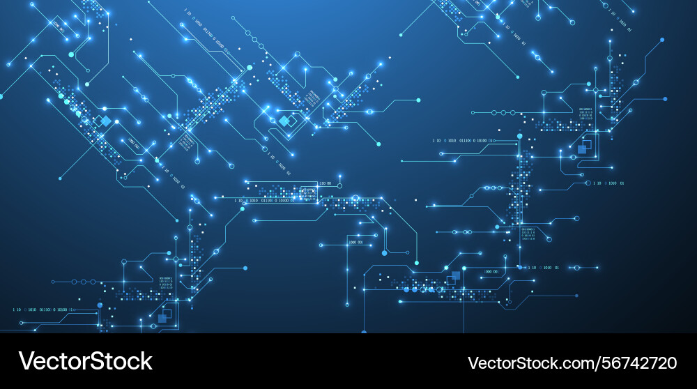 Digital circuit visualization background blue Digital circuit visualization background blue vector image