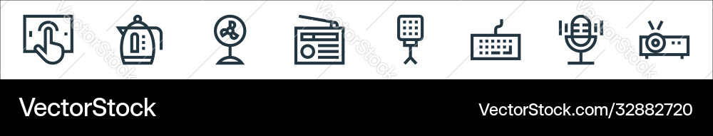 Electronics line icons linear set quality Electronics line icons linear set quality vector image