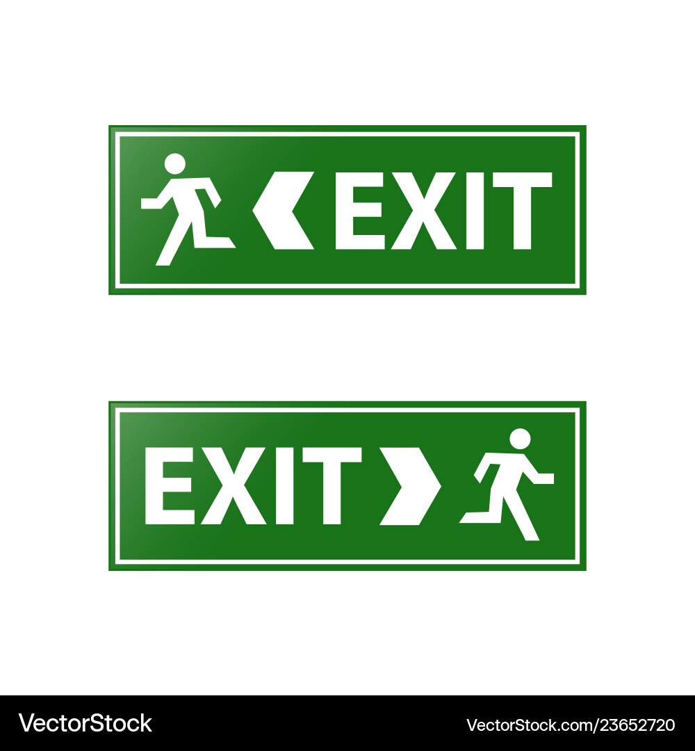 Emergency Exit Sign Set Vector Image