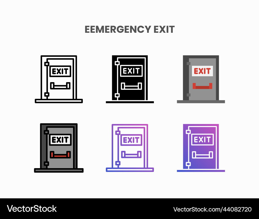 Exit door emergency icon set vector image