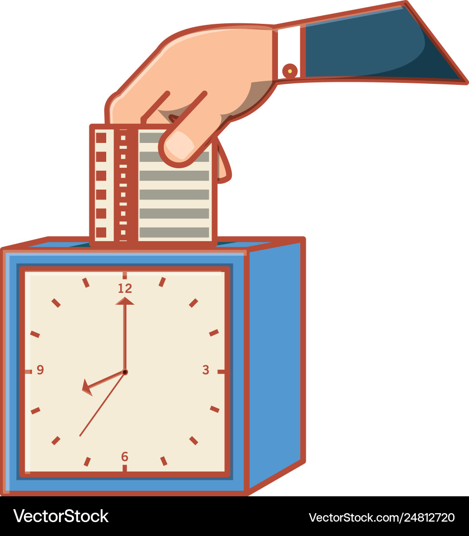 Hand with time control machine isolated icon vector image