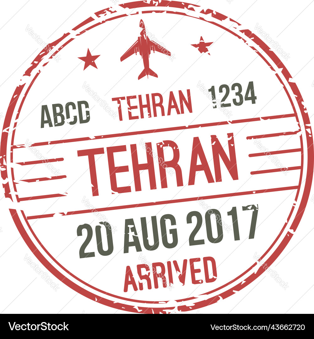 Iran Arrival Visa Stamp - Tehran Airport vector image