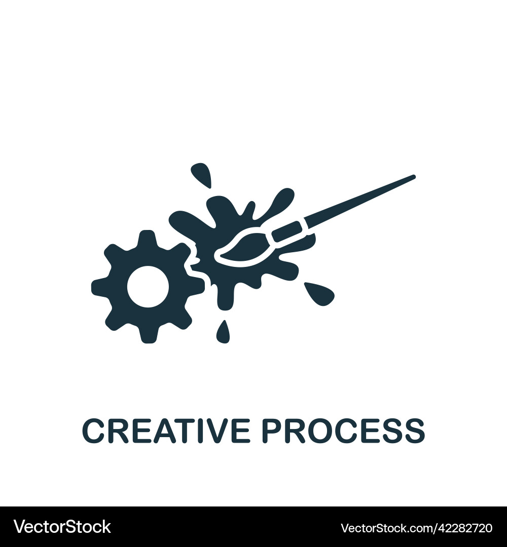 Kreative Prozess-Icon monochrom einfaches Gehirn Kreative Prozess-Icon monochrom einfaches Gehirn vektorbild