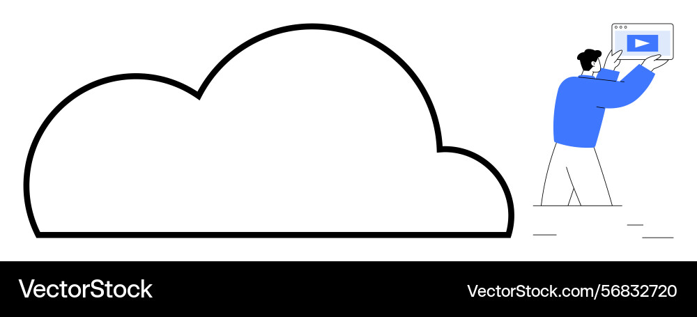 Man interacting with a cloud storage platform Vector Image