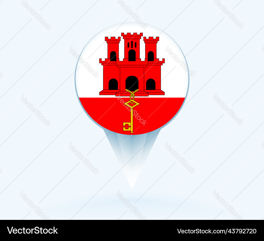 Map pointer with flag of gibraltar vector image