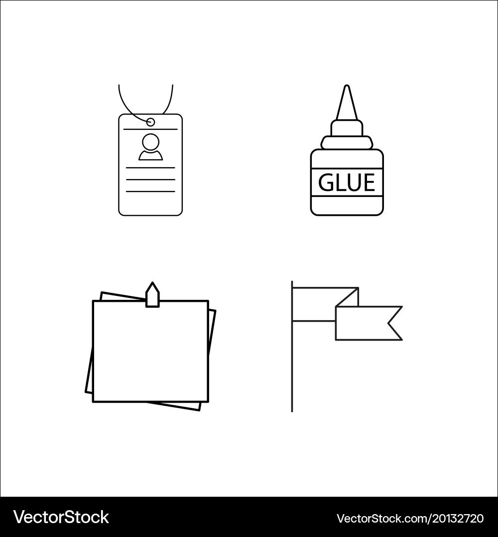 Office simple linear icon setsimple outline icons vector image