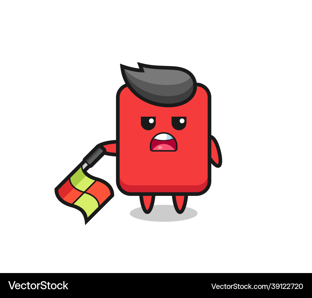 Red card character as line judge hold the flag Vector Image