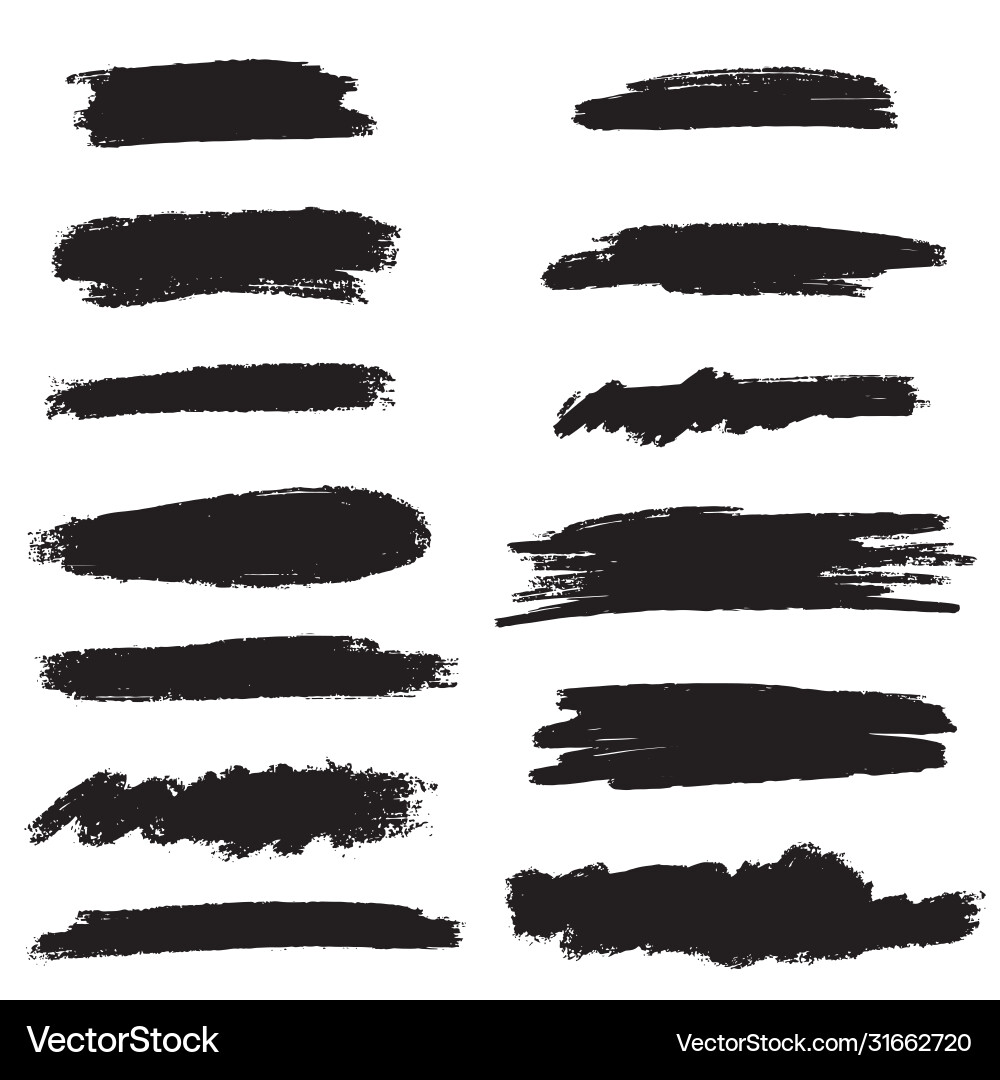 Set brush strokescollection vector image