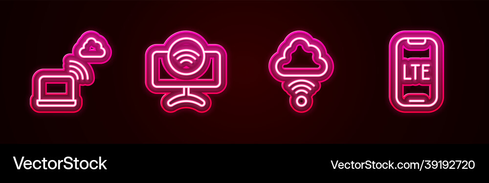 Set line network cloud connection smart tv system Set line network cloud connection smart tv system vector image