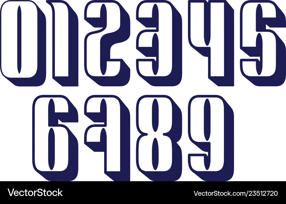 Set of ten numbers form zero to nine with shadow Set of ten numbers form zero to nine with shadow vector image