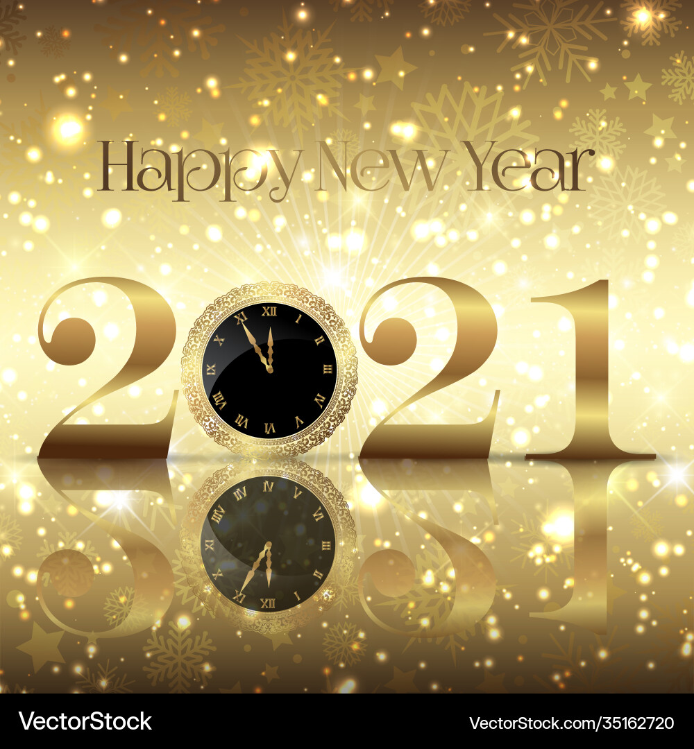 Sparkling New Year Clock Background vector image