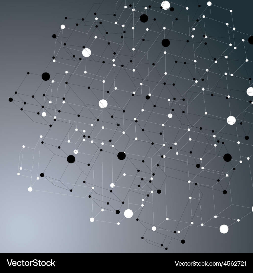 3d abstract technology mesh shape on dark backdrop vector image