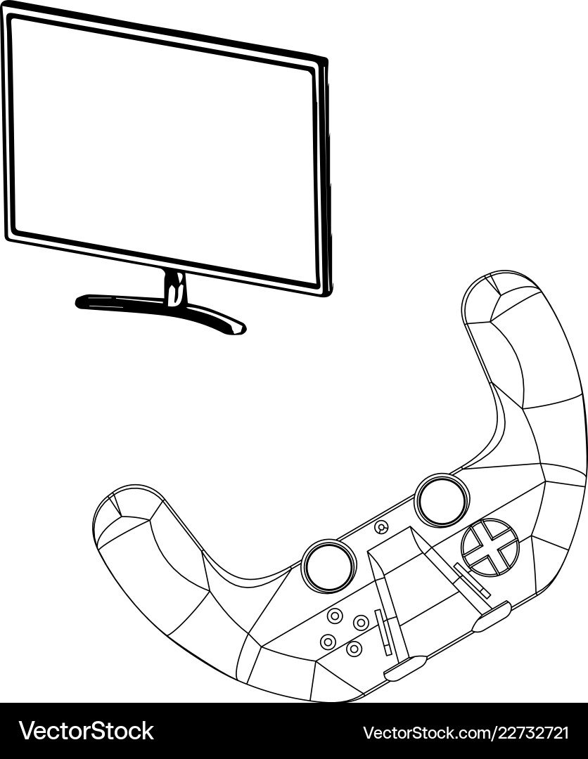3d model of joystick and monitor on a white 3d model of joystick and monitor on a white vector image