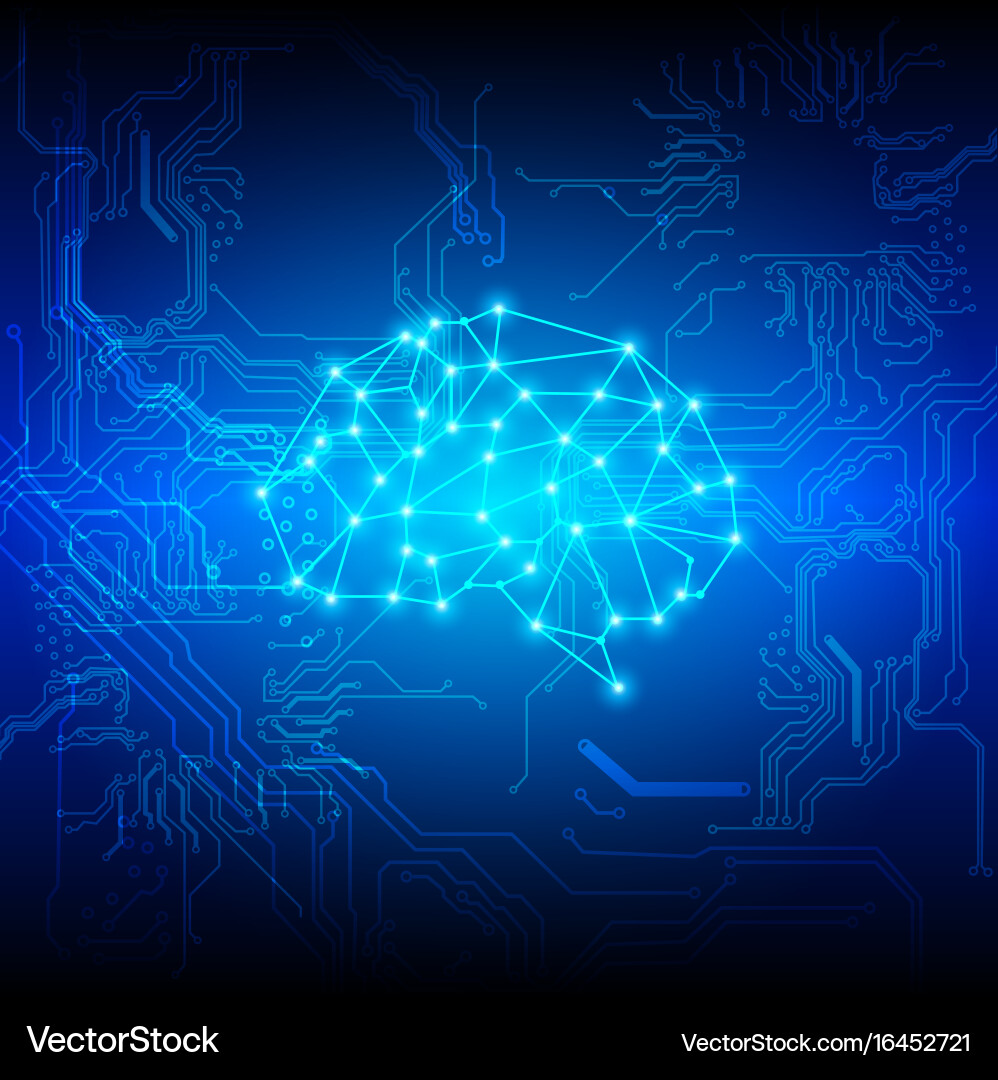 Abstract Brain Circuit Technology Vector Image