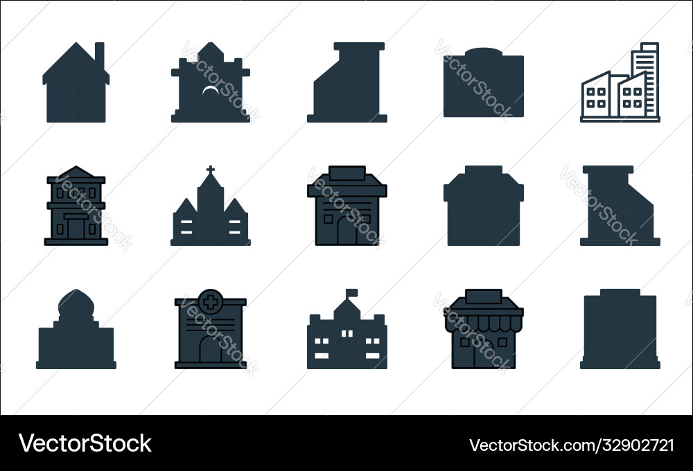 Building line icons linear set quality vector image
