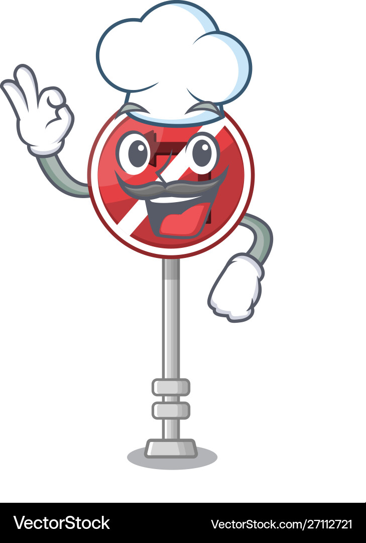 Chef no left turn isolated with character Chef no left turn isolated with character Vector Image