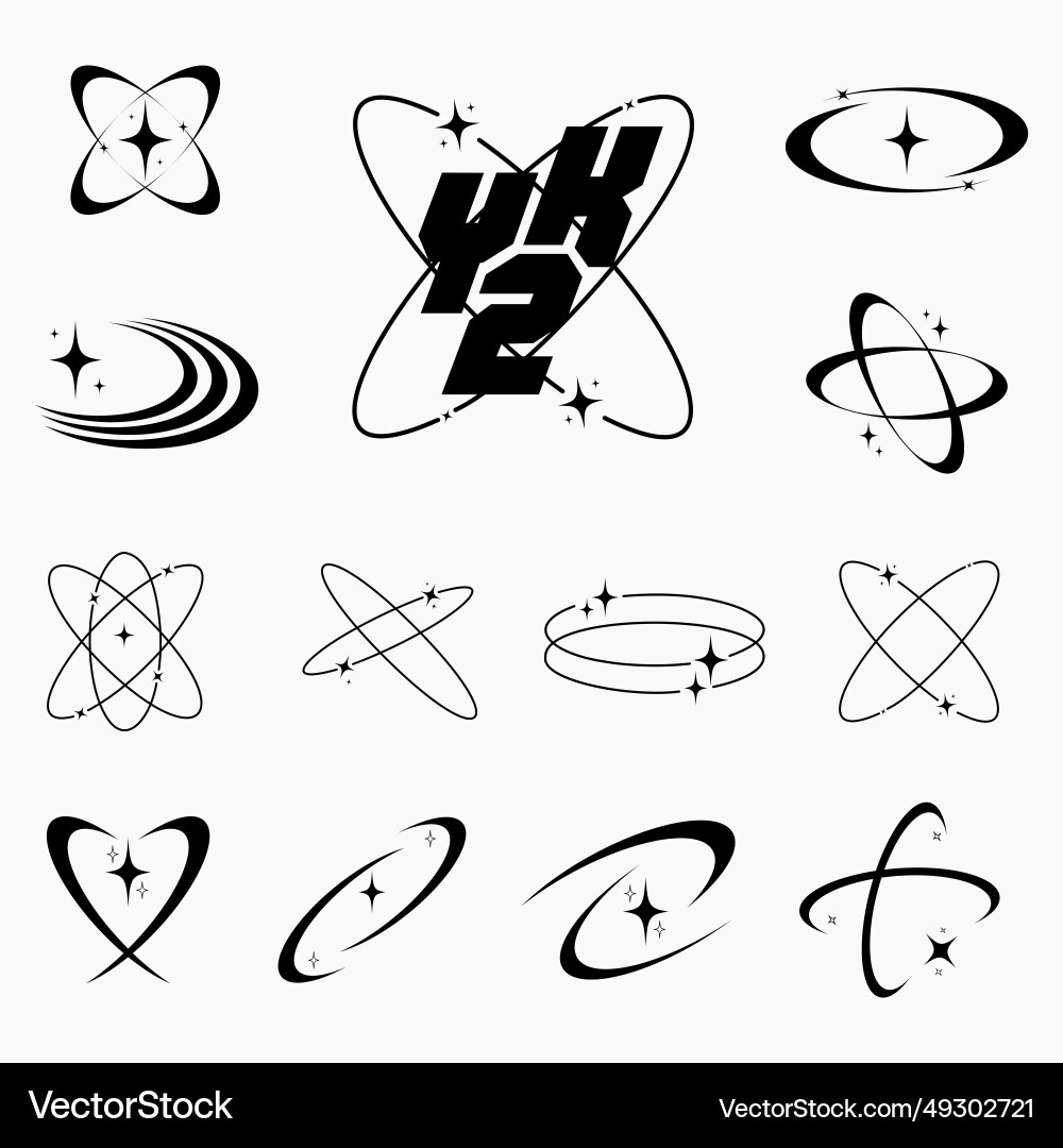 Collection of y2k abstract shape element retro Collection of y2k abstract shape element retro vector image