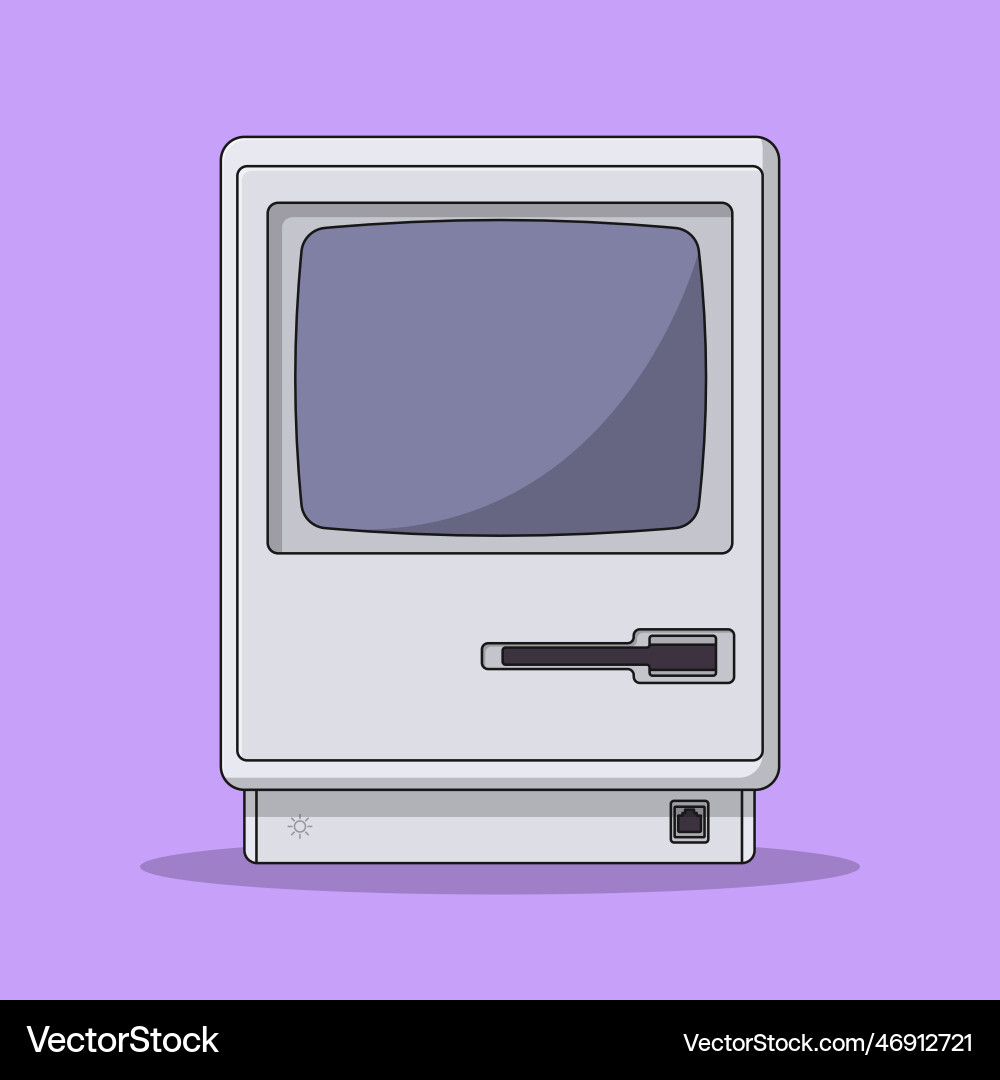 Crt monitor icon with outline for design element Crt monitor icon with outline for design element Vector Image