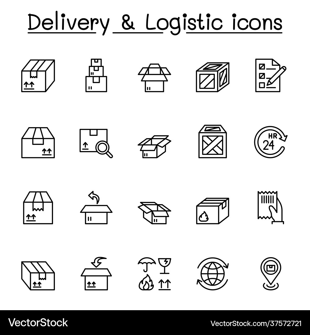 Delivery and logistic icon set in thin line style Delivery and logistic icon set in thin line style vector image