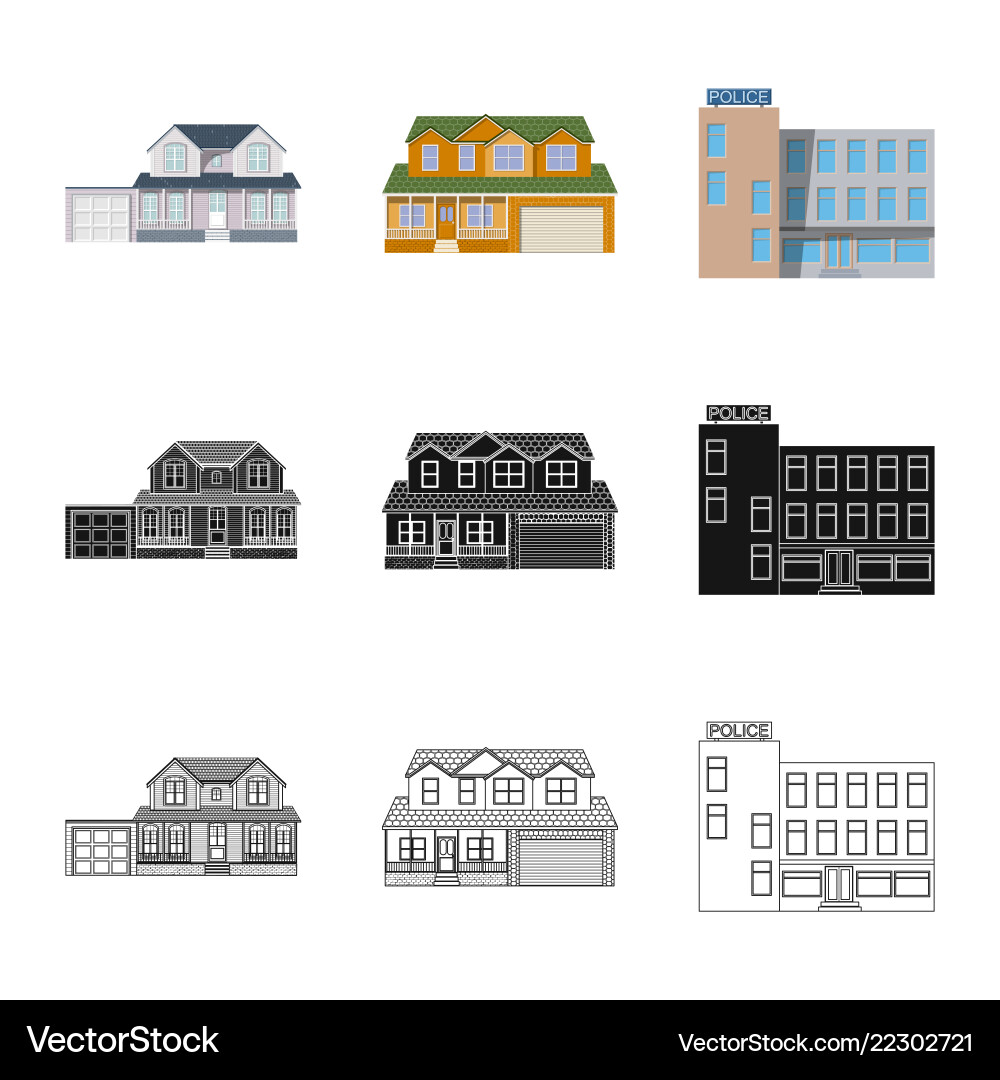 Design of building and front symbol set vector image