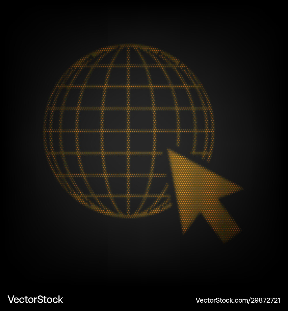 Earth globe with cursor icon as grid small vector image