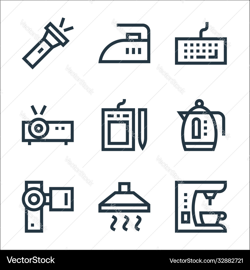 Electronics line icons linear set quality Vector Image