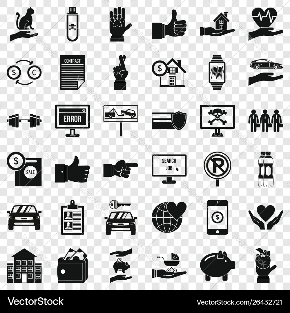 Error icons set simple style vector image
