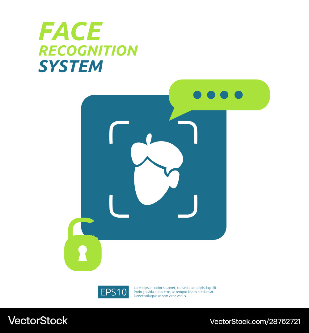 Face recognition system scanning on smartphone Face recognition system scanning on smartphone vector image