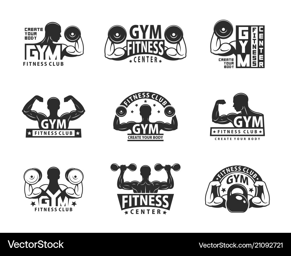 Fitness Emblem Collection Vector Image