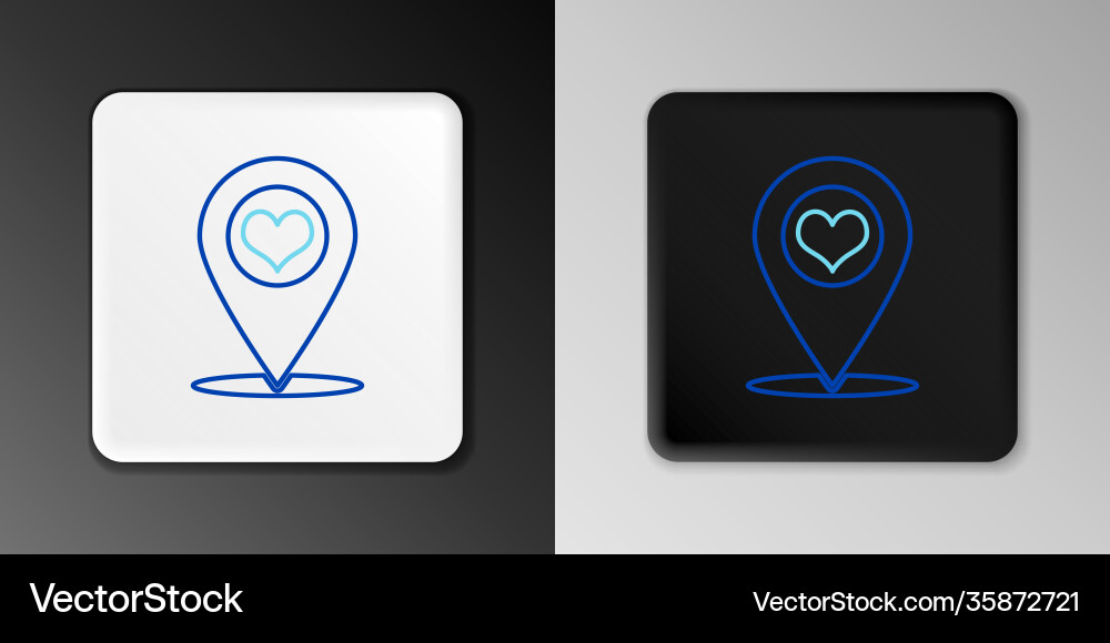 Line map pointer with heart icon isolated on grey Line map pointer with heart icon isolated on grey vector image
