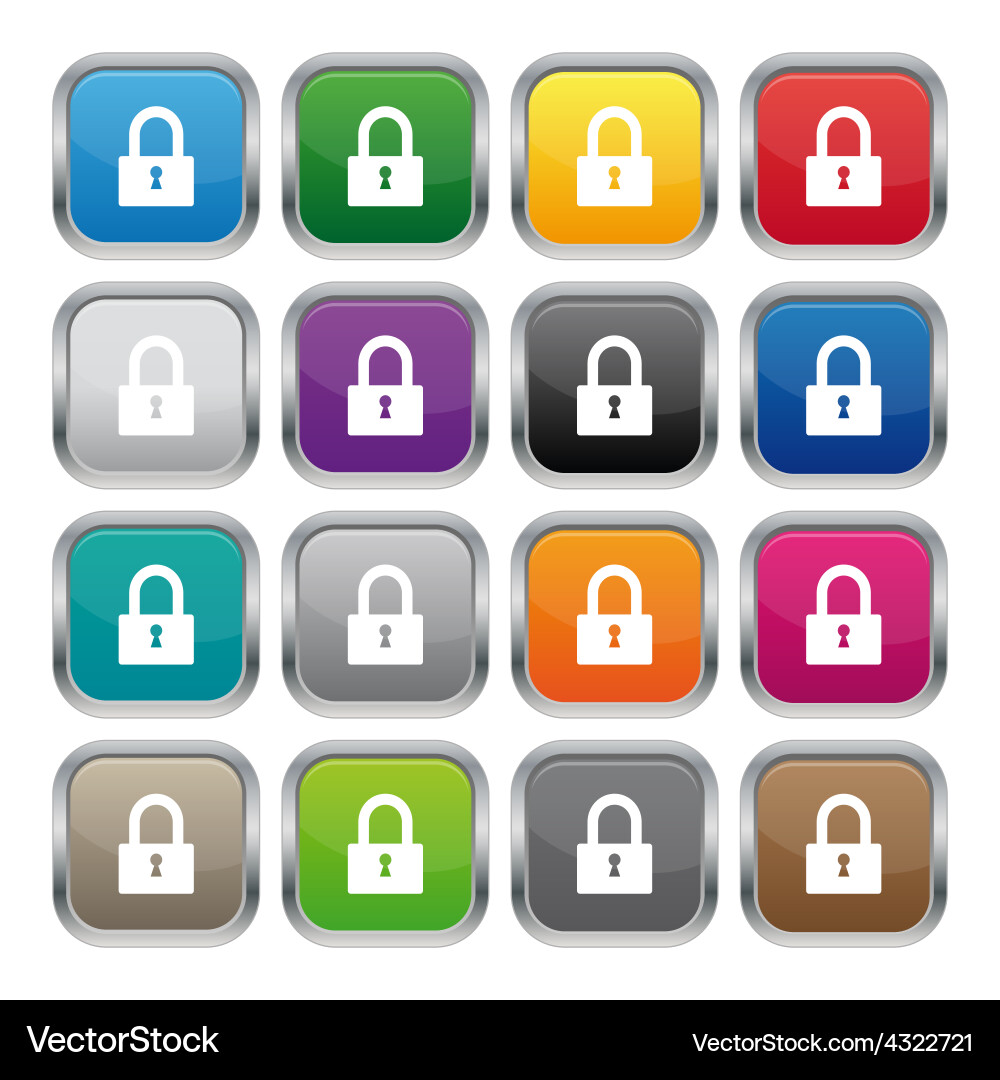 Lock metallic square buttons vector image