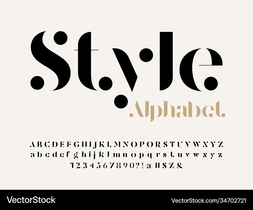 Modern Serif Alphabet Set Vector Image