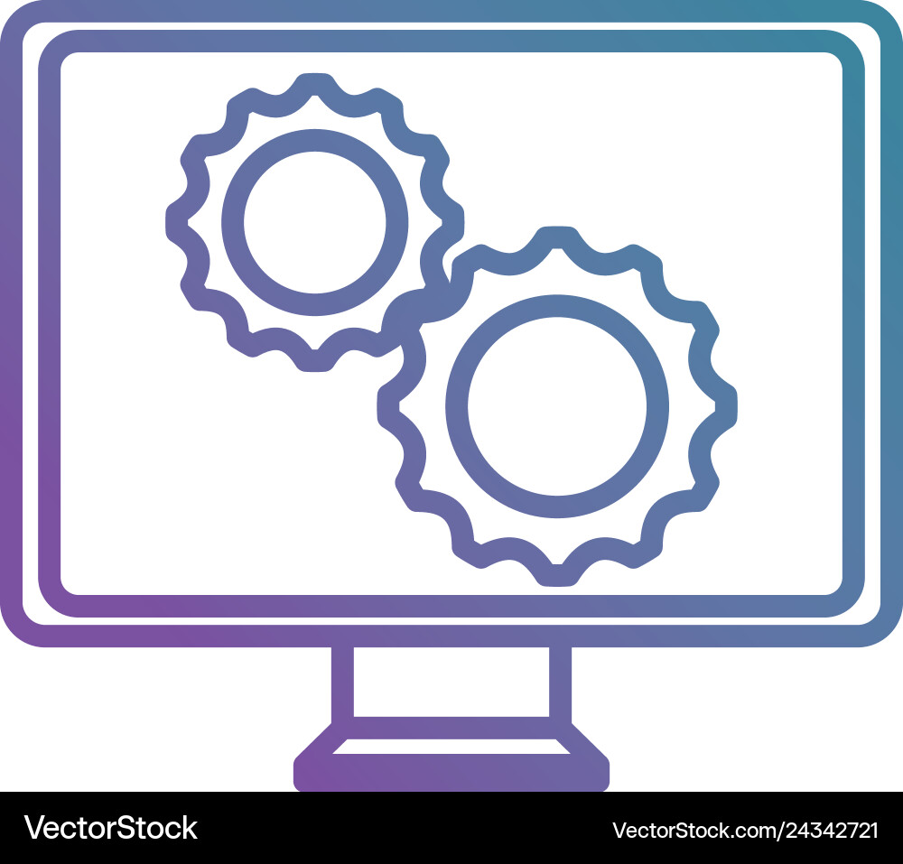 Monitor computer with gears Monitor computer with gears vector image