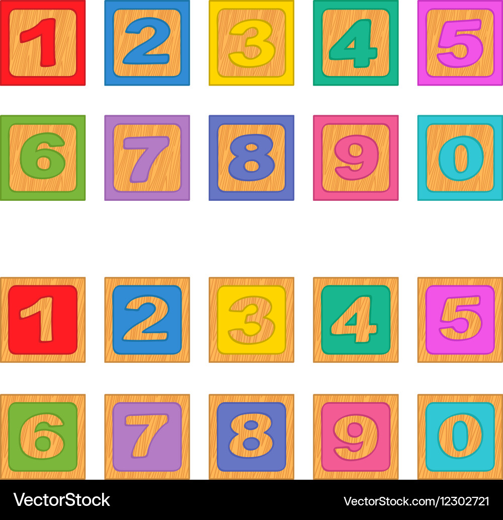 Numbers wooden blocks Royalty Free Vector Image