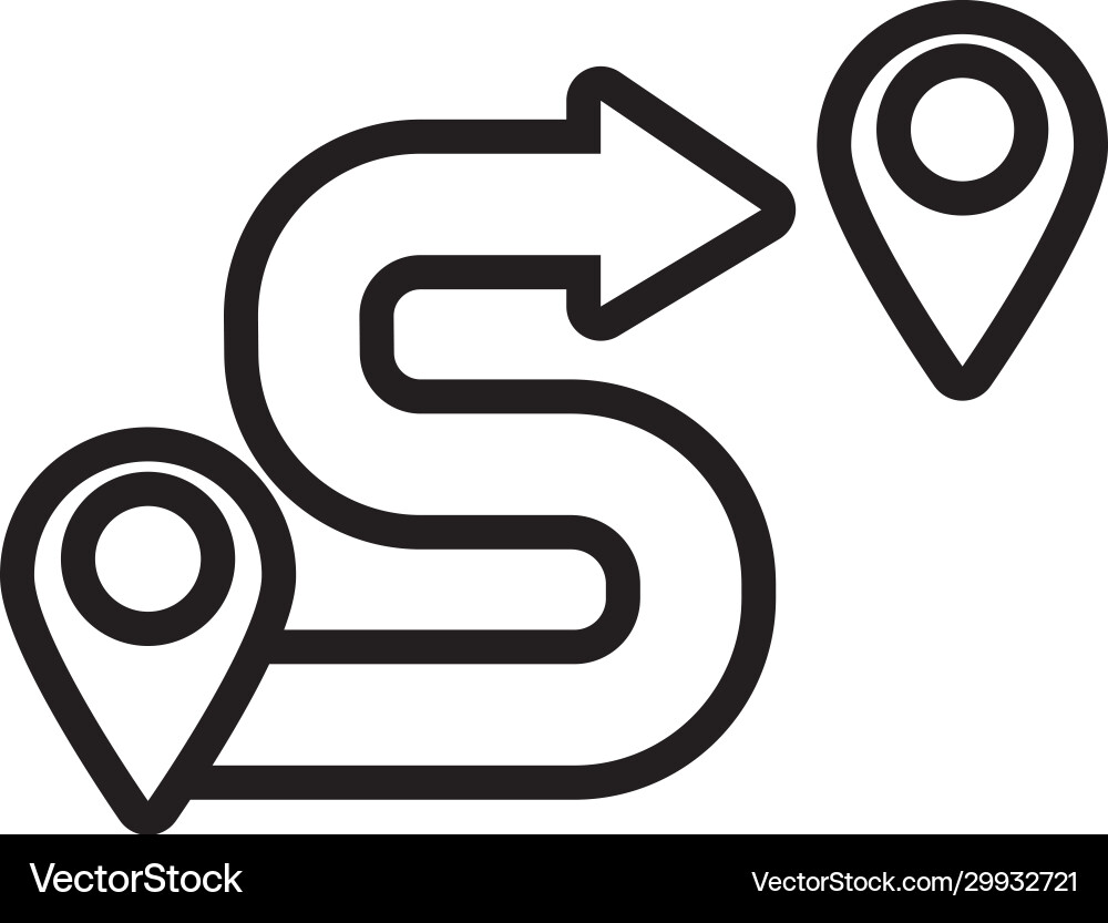 Pins pointers location distance line style icon Vector Image
